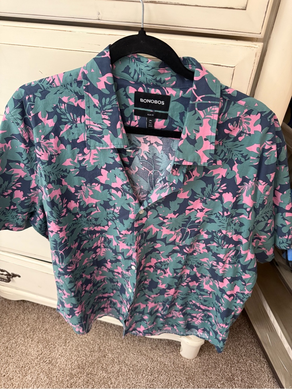 Bonobos Green and Pink Floral Casual Button Down Shirt